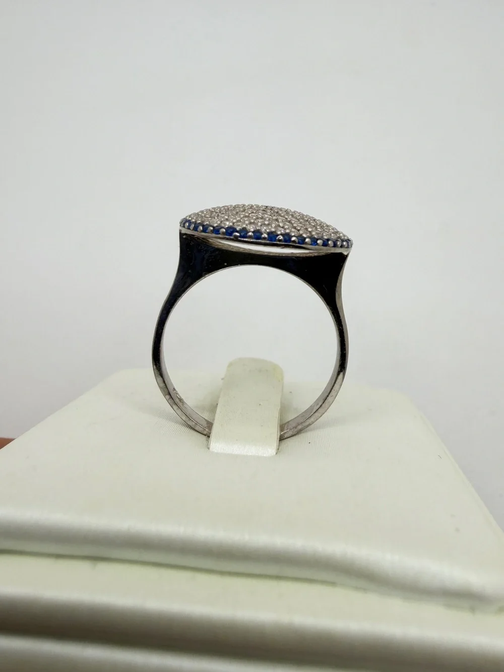 Lab created sapphire and cubic zirconia‎ statement ring in sterling silver!